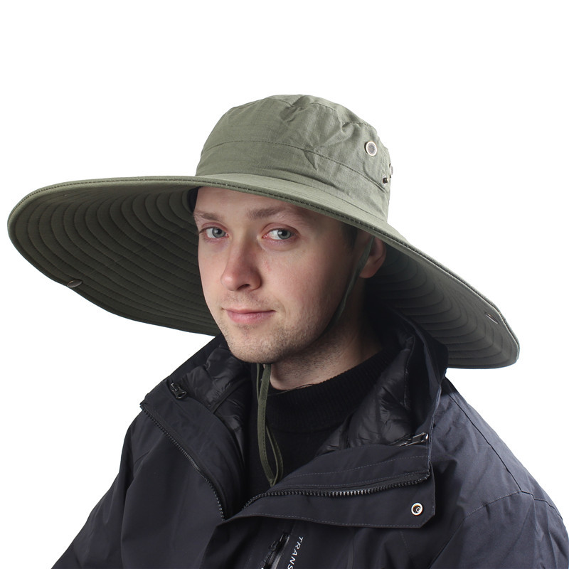 16cm Long Wide Brim Sun Breathable Safari Men Women Boonie Summer UV Protection Cap Hiking Fishing Bucket Hat Beach Y200619