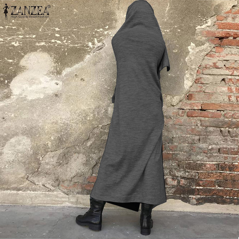 2019 Winter Solid Hooded Coat ZANZEA Autumn Fashion Irregular Jackets Vestidos Women Casual Hoodies Long Sleeve Long Cardigans T200111