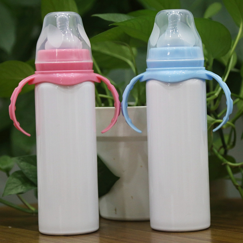 cheapest!!sublimation 8oz sippy cup stainless steel water bottle baby bottle double wall kids tumbler travel mug