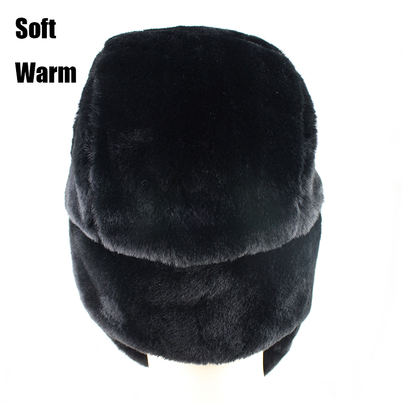 CAMOLAND Soviet Trapper Trooper Hat Mens Army Russian Ushanka Bomber Hat Winter Warm Caps Pilot Faux Rabbit Fur Earflap T200718