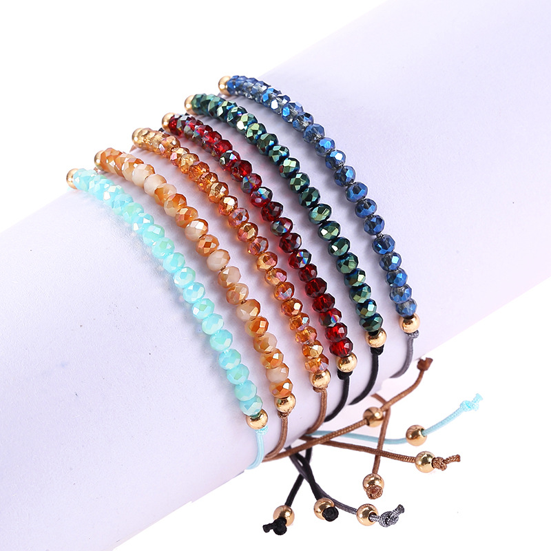 Popular Simple Handmade High Quality Colorful Crystal Beads Link Bracelet Lucky Rope Friendship Jewelry Bracelets