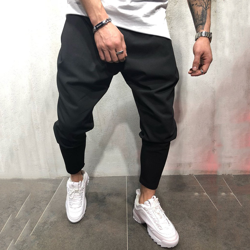 Men's Casual Solid Color Harem Pants, Hip Hop Ankle-Tied Trousers, Breathable And Comfortable For Sports B4