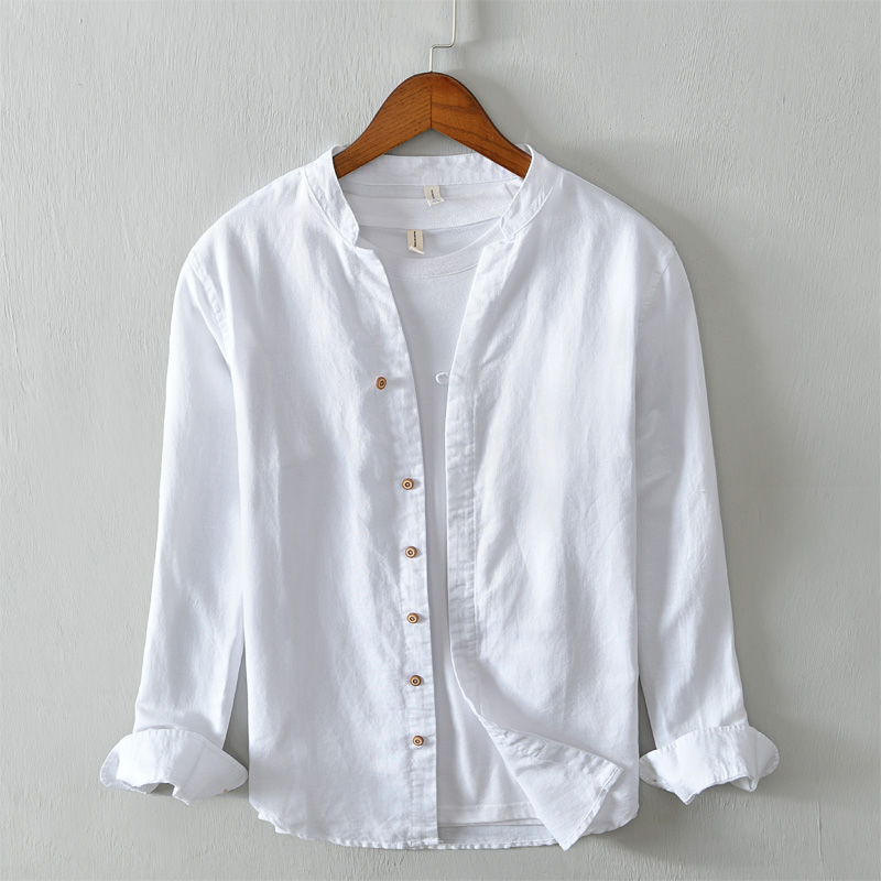 Cotton and linen stand collar brand men shirt fashion casual shirts for men solid comfortable shirts male camiseta, White
Cotton and linen stand collar brand men shirt fashion casual shirts for men solid comfortable shirts male camiseta, White