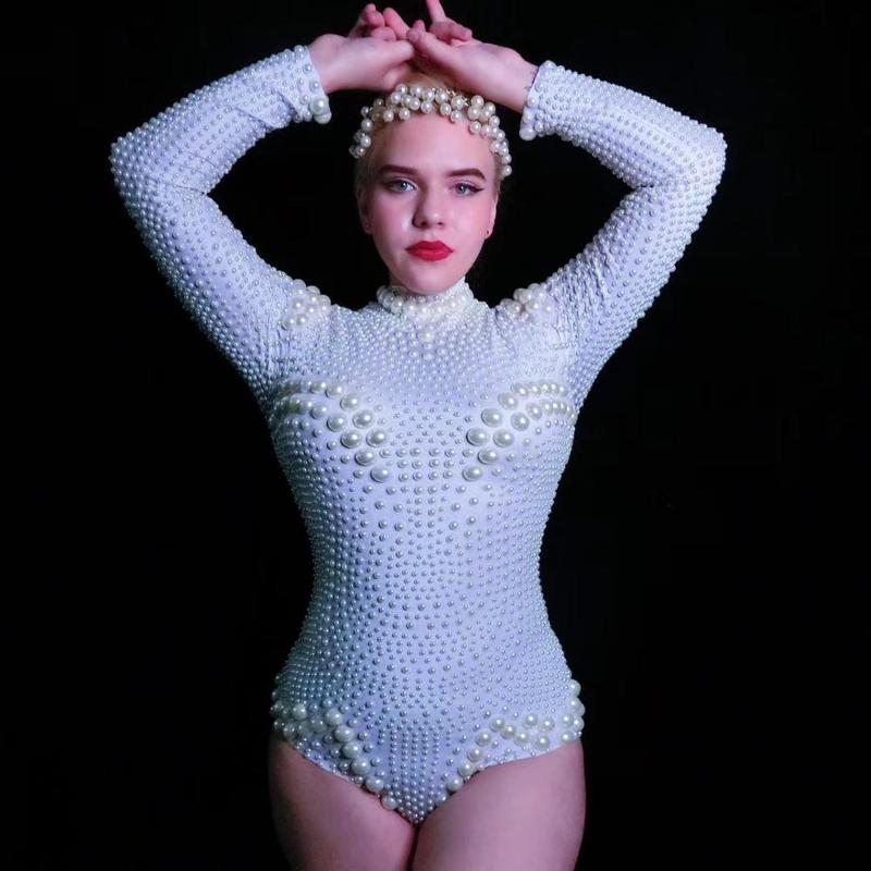 Bodysuit Jazz Dance Costumes Bar Dj pearl decoratio Dancers Sexy Nightclub DS Singer Clothes Rhinestone Outfit Stage Wear 10298, White
Bodysuit Jazz Dance Costumes Bar Dj pearl decoratio Dancers Sexy Nightclub DS Singer Clothes Rhinestone Outfit Stage Wear 10298, White
