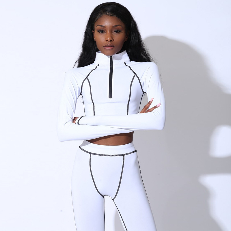 Women Fashion 2 Piece Yoga Suits Zipper Neck Long Sleeve Crop Top + High Waist Leggings Fitness Sport Outfits, Black
Women Fashion 2 Piece Yoga Suits Zipper Neck Long Sleeve Crop Top + High Waist Leggings Fitness Sport Outfits, Black