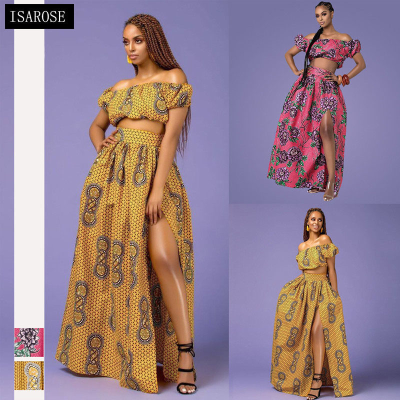 ISAROSE Lady 2 Pieces Sets Sexy High Slit African Maxi Dress Set for Women Slash Neck Puff Sleeve Rich Bazin Party Club Wear, Top rose red
ISAROSE Lady 2 Pieces Sets Sexy High Slit African Maxi Dress Set for Women Slash Neck Puff Sleeve Rich Bazin Party Club Wear, Top rose red