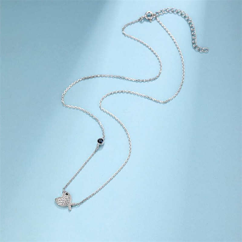 Sterg Sier Fishbone Pendant for Women, White Sapphire CZ Dias, Clavicle Necklace 9093