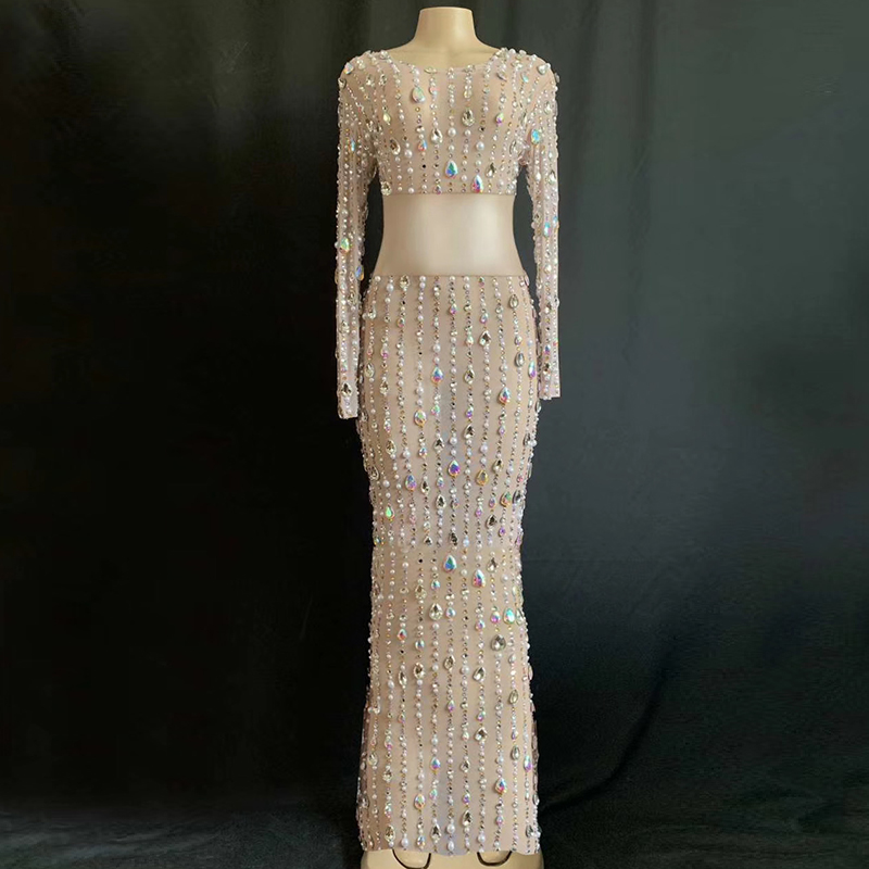 Luxury Crystals Long Skirt Crop Top 2 Pieces Set nude Evening Prom Party Dress Birthday Outfit Singer Stage Performance Costume, Picture color
Luxury Crystals Long Skirt Crop Top 2 Pieces Set nude Evening Prom Party Dress Birthday Outfit Singer Stage Performance Costume, Picture color