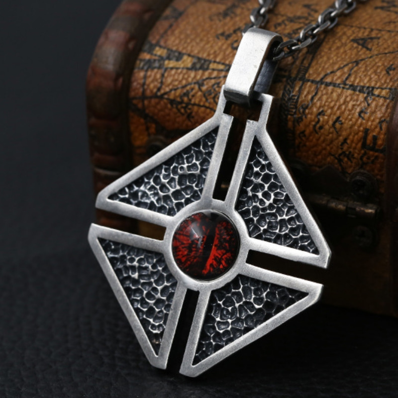 Punk style 925 sterling silver handmade designer jewelry antique silver American European Sauron's eyes necklace pendants eyes of the devil