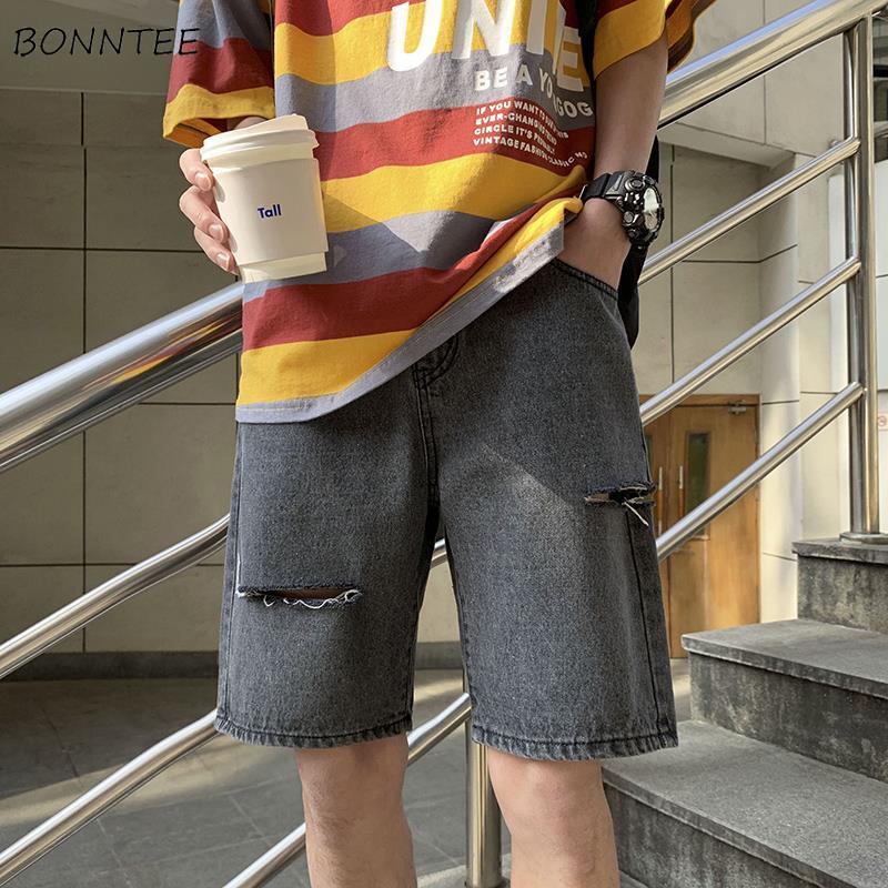Men Jeans Holes Ripped Knee Length Denim Summer Loose Chic Casual Retro Fashion Mens Vintage Simple All-match Streetwear New Ins, Black
Men Jeans Holes Ripped Knee Length Denim Summer Loose Chic Casual Retro Fashion Mens Vintage Simple All-match Streetwear New Ins, Black