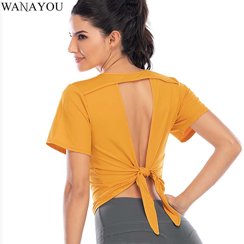 WANAYOU Backless Drawstring Yoga Shirts,Quick Dry Breathable Dance Gym Top Women,Elastic Short Sleeve Running Workout Yoga Top, Yellow
WANAYOU Backless Drawstring Yoga Shirts,Quick Dry Breathable Dance Gym Top Women,Elastic Short Sleeve Running Workout Yoga Top, Yellow