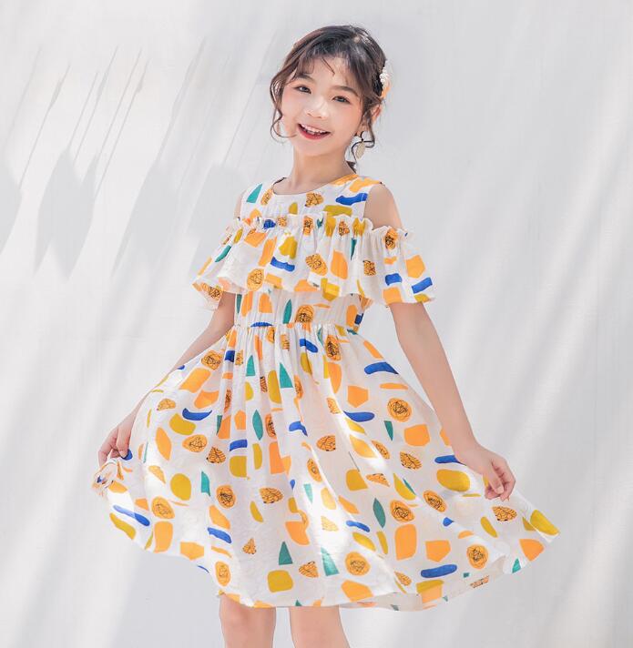 Girls Floral Dress Summer Explosions Big Boy Korean Korean Ruffled Princess Dress WY1436