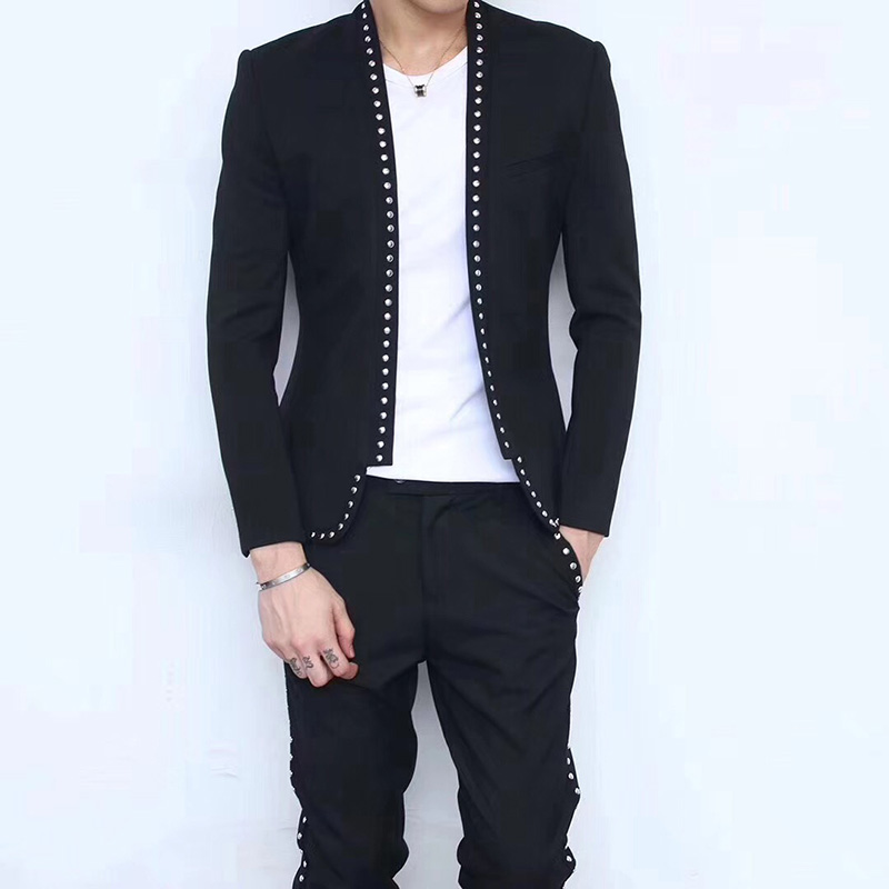 Terno Masculino Embroidery Flower Jackets Mens Bomber Jackets Casual Chaqueta De Cuero Moto Rivet Decoration Punk Stage, Black
Terno Masculino Embroidery Flower Jackets Mens Bomber Jackets Casual Chaqueta De Cuero Moto Rivet Decoration Punk Stage, Black