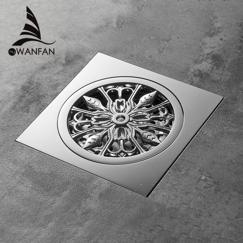 Drains 10*10cm Solid Brass Chrome Silver Shower Drain Bathroom Square Cover Anti-odor Hair Strainer Balcony Floor Drain WF-8109L T200715
Drains 10*10cm Solid Brass Chrome Silver Shower Drain Bathroom Square Cover Anti-odor Hair Strainer Balcony Floor Drain WF-8109L T200715