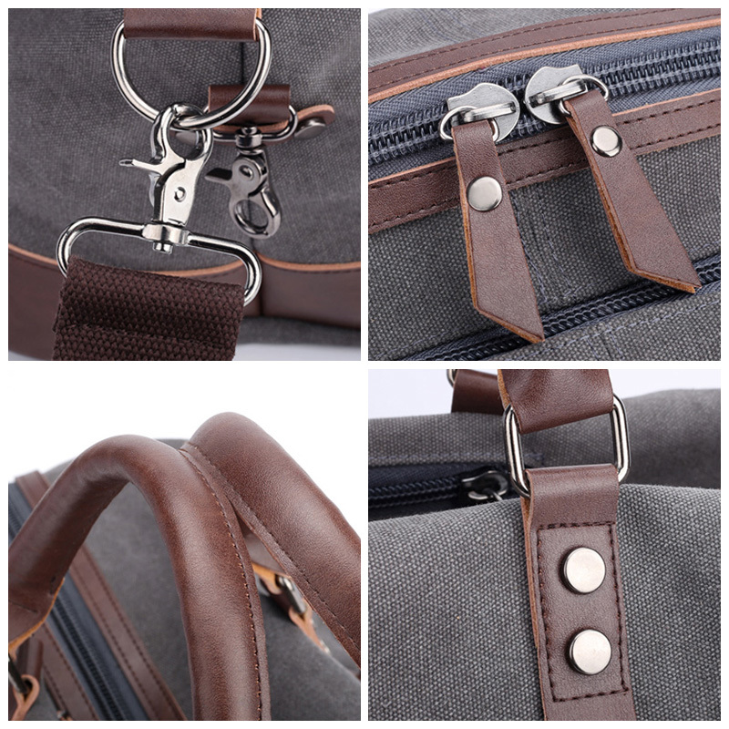 Scione Men Canvas Travel Shoulder Luggage Bags Large Capacity Handbag Business Casual Vintage Leather Simple Tote Bag For Women CX200718