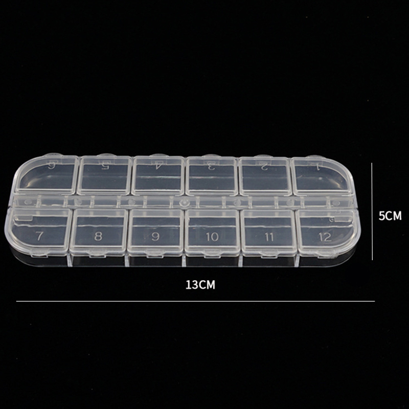 Nail Art Storage Box 12 Grids Compartment Plastic Sequins Cajas Vacias De Diamantes Organizer Jewelry Mini Diamond Empty Boxes