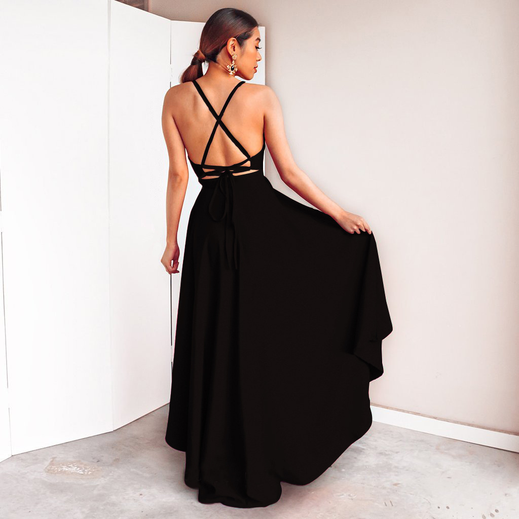 Burgundy Dress For Party Elegant A Line Deep V Neck Spaghetti Strap High Low Sexy Bridesmaid Dresses With Cross Back Evening Dress