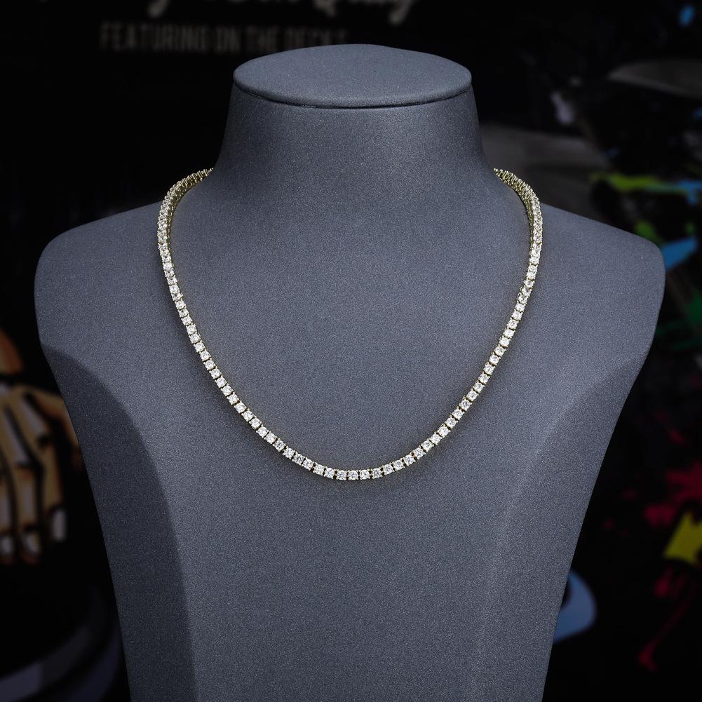 Cubic Zirconia Tennis Chain Necklace Choker 5mm 16-30 inches Real Gold Bling Full Diamond Long Necklaces Hip Hop Luxury Iced Out Jewelry for Men Women