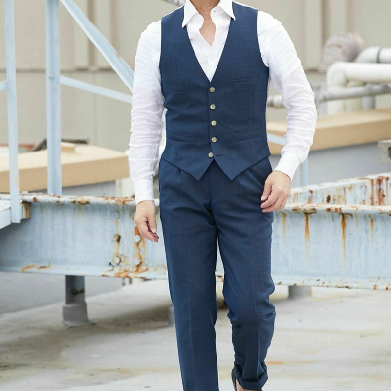 Navy Blue Mens Suit Hot Selling Two Button Peaked Lapel Groom Wedding Prom Party Dinner Tuxedos Custom Made 3 Pieces