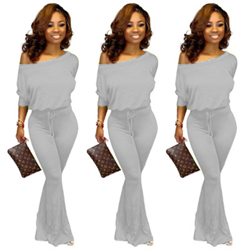 jumpsuit Spot 2023 European spring and summer fashion casual solid color bat sleeve jumpsuit support mixed batch