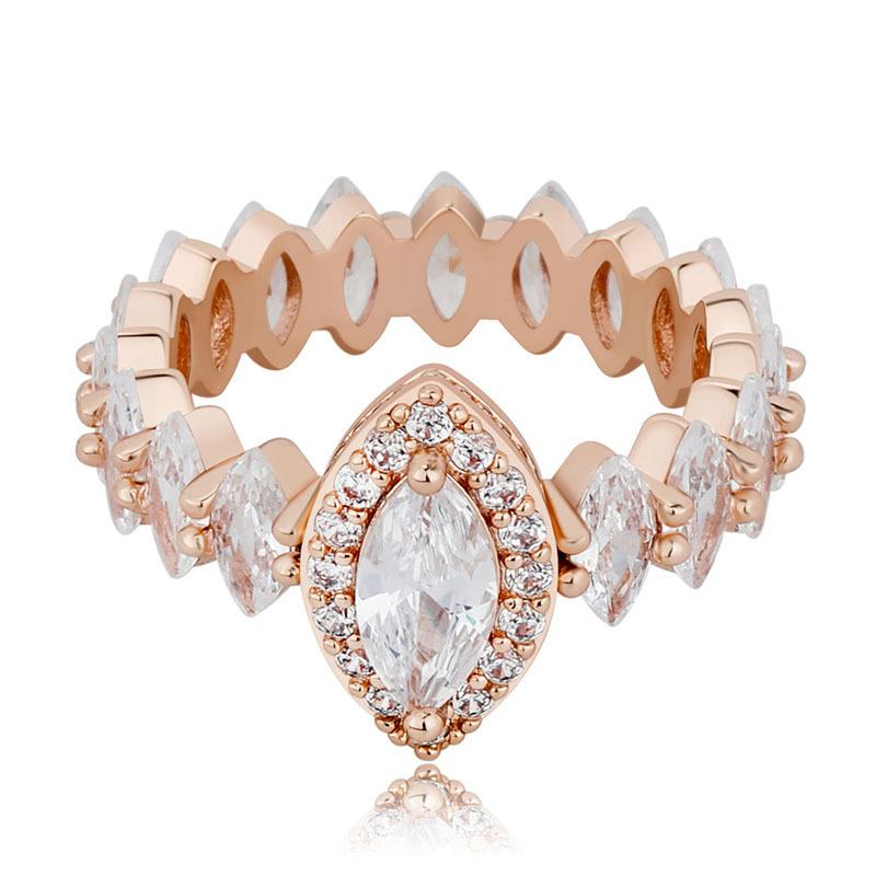 Oval Cubic Zirconia Womens Crown Wedding Finger Ring Hip Hop Real Gold Plated Bling CZ Diamond Engagement Band Rings Jewelry Gifts for Women Bijoux