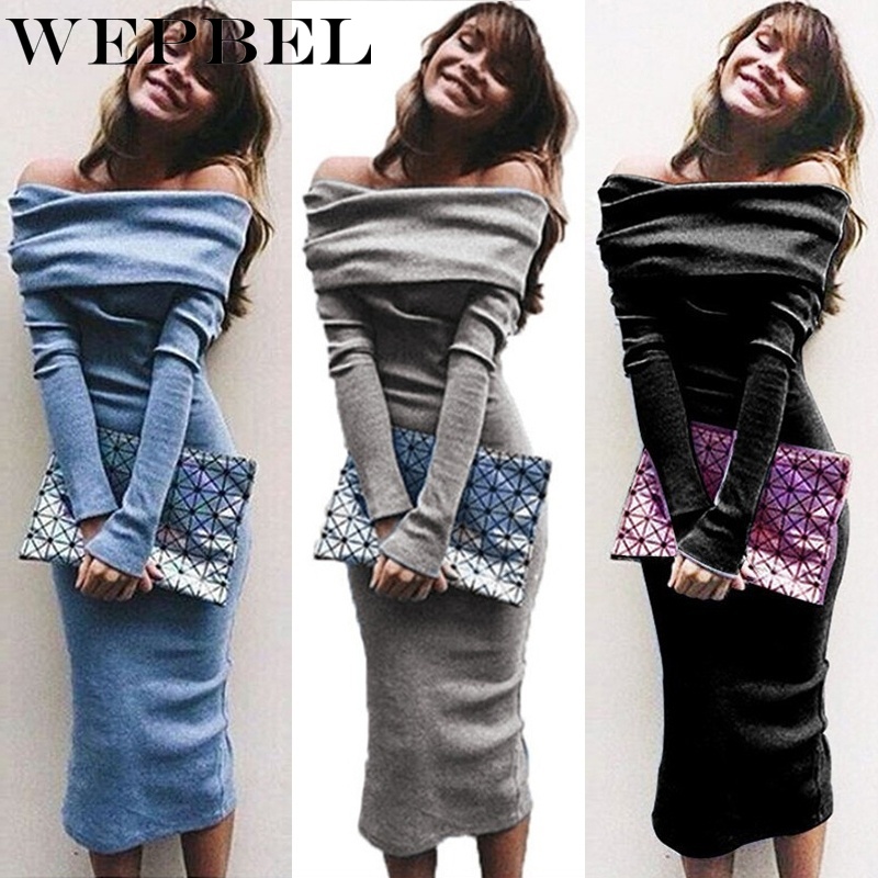 WEPBEL Autumn Women Dress Off Shoulder Long Sleeve Dresses Sexy Club Evening Party Bodycon Long Dress, Black
WEPBEL Autumn Women Dress Off Shoulder Long Sleeve Dresses Sexy Club Evening Party Bodycon Long Dress, Black