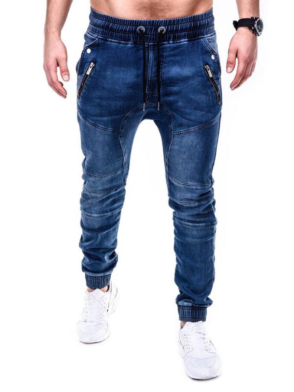 Men straight washed casual jeans spring autumn new fashion solid color drawstring elastic waist Tie feet sports denim trousers, 01
Men straight washed casual jeans spring autumn new fashion solid color drawstring elastic waist Tie feet sports denim trousers, 01