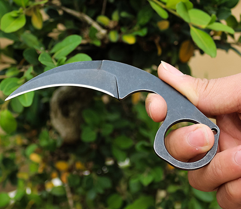 Top Quality Tactical Claw Knife 440C Black / White Stone Wash Blade Steel Handle Karambit With ABS K Sheath