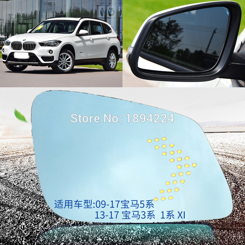 For BMW 3 Series / 5 Series Car Rearview Mirror Wide Angle Blue Mirror Arrow LED Turning Signal Lights