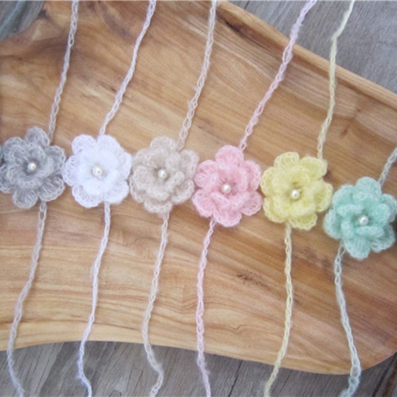 Baby flower headband for newborn photography props,Handmade head wear accessories,baby photo props, White