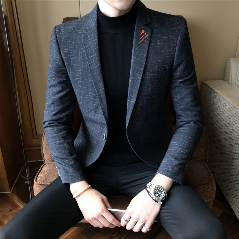 Men's suit fashion men's young age season cultivate one's morality type handsome male leisure coat, Blue
Men's suit fashion men's young age season cultivate one's morality type handsome male leisure coat, Blue