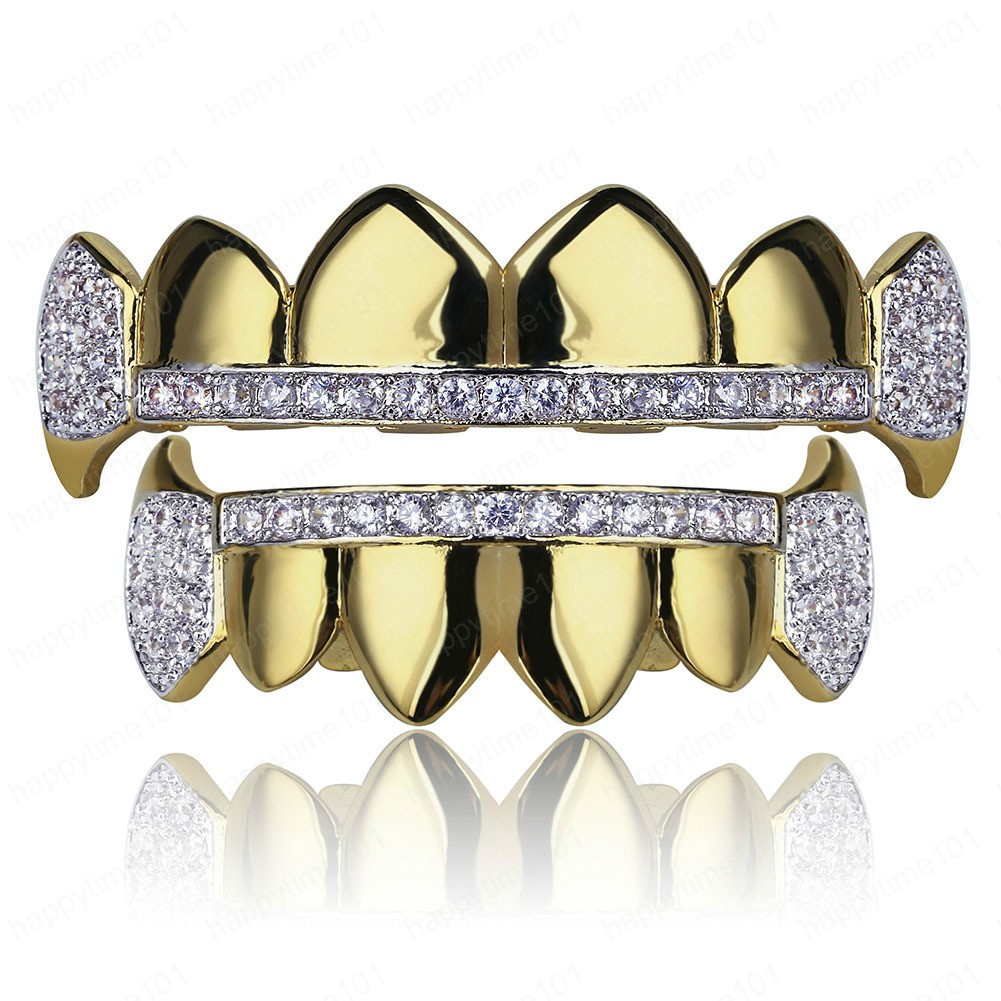 Free Shipping 18K Real Gold Teeth Grillz Caps Iced Out Top Bottom Vampire Fangs Dental Grill Set Wholesale
Free Shipping 18K Real Gold Teeth Grillz Caps Iced Out Top Bottom Vampire Fangs Dental Grill Set Wholesale
