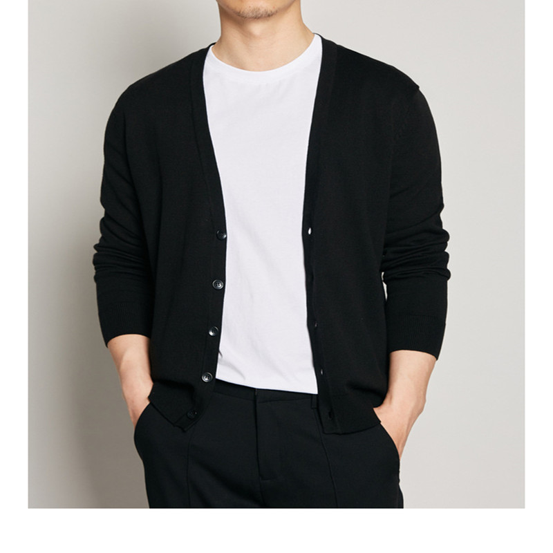 Men' V-neck Wool Cardigan Autumn Spring Warm Solid Slim Fit Long Sleeve Perfect Quality Clothes Knitted Cotton Casual Sweaters, Black 
Men' V-neck Wool Cardigan Autumn Spring Warm Solid Slim Fit Long Sleeve Perfect Quality Clothes Knitted Cotton Casual Sweaters, Black