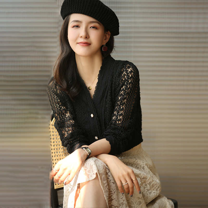 Korean Style Women Lace Blouses Long Sleeve Shirts Hollow Out Elegant Office Lady ins Fashion Knit Tops Sexy Female Blousas, Black
Korean Style Women Lace Blouses Long Sleeve Shirts Hollow Out Elegant Office Lady ins Fashion Knit Tops Sexy Female Blousas, Black