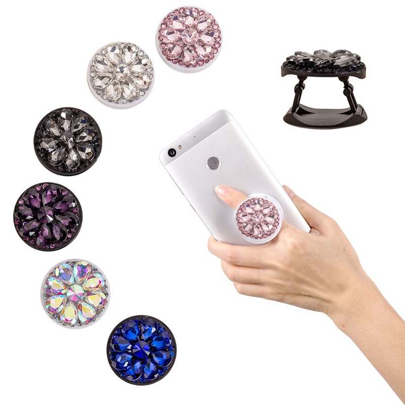 Phone Holder Phone Socket Fashion Crystal Bling Cellphone Holder Stand Finger Ring Bracket Extensible Mount foldable Phone stent