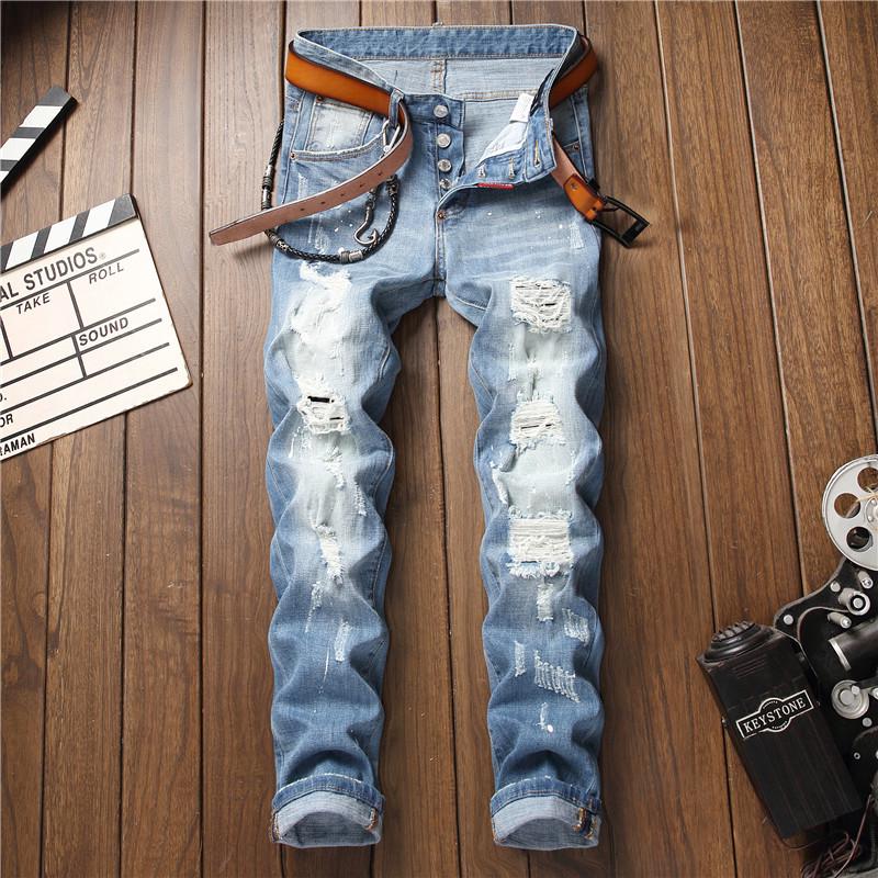 New Men's New Elastic Trousers Zipper Decoration Jeans Men's Trendy Trousers Distressed Biker Jeans, Light blue
New Men's New Elastic Trousers Zipper Decoration Jeans Men's Trendy Trousers Distressed Biker Jeans, Light blue