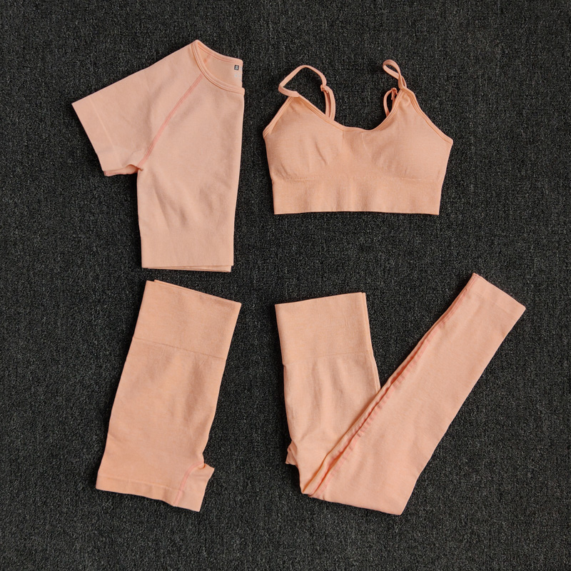 2/3/4PCS Yoga Set Workout Seamless Women Sportswear Gym Clothing Sports Suits Fitness Short Sleeve Crop Top High Waist Leggings, Brashortsblue 
2/3/4PCS Yoga Set Workout Seamless Women Sportswear Gym Clothing Sports Suits Fitness Short Sleeve Crop Top High Waist Leggings, Brashortsblue