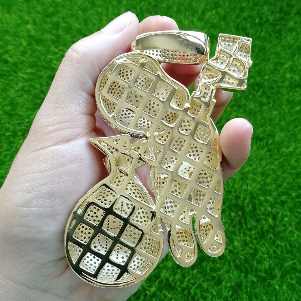 Large Size High Quality Brass CZ stones Cartoon Money Bag pendant Hip hop Necklace Jewelry Bling Bling Iced Out CN044B CX200721
