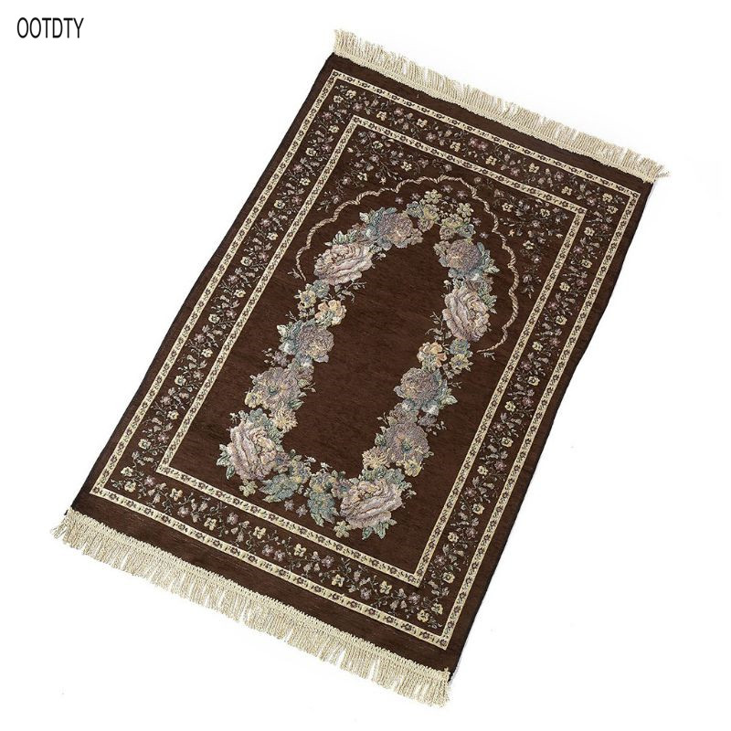 70x110CM Turkish Islamic Muslim Prayer Rugs Mat Vintage Colored Floral Ramadan Eid Gifts Decoration Carpet With Tassels Trim