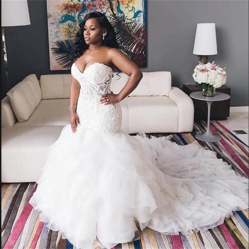 Vintage Lace Mermaid Wedding Dresses Plus Size Sweetheart Illusion vestido de novia Long Luxury Wedding Gowns