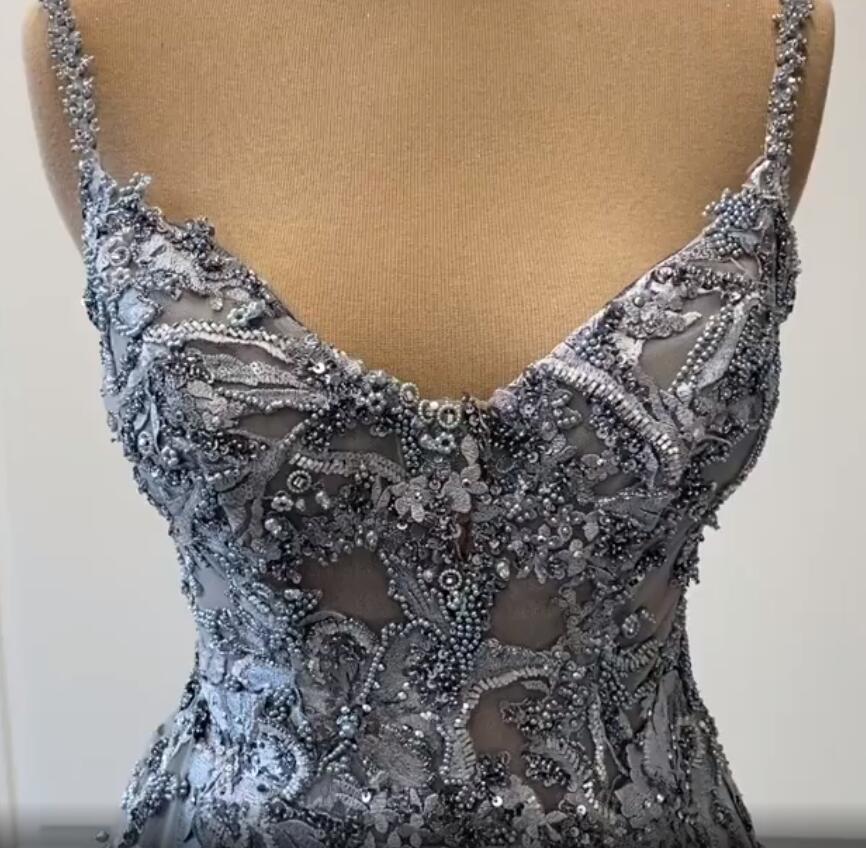 2020 Arabic Aso Ebi Luxurious Lace Beaded Evening Dresses Spaghetti Mermaid Prom Dresses Vintage Sexy Formal Party Second Reception Gowns