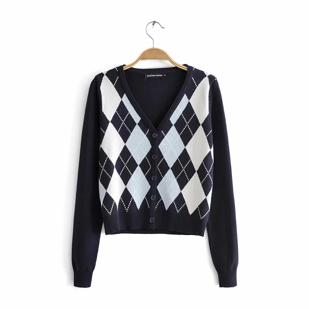 Female Sweater Vintage Stylish Geometric Rhombic Cardigan Sweater Women 2020 Casual Autumn Long Sleeve Outerwear Chic England Style Tops, Style1
Female Sweater Vintage Stylish Geometric Rhombic Cardigan Sweater Women 2020 Casual Autumn Long Sleeve Outerwear Chic England Style Tops, Style1