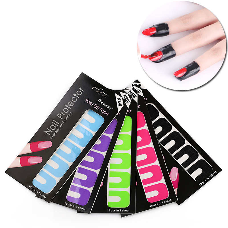 One-time Nail Polish Edge Anti-Flooding Patch U-shape Spill-proof Nail Polish Varnish Protector Stickers Holder Tool Finge Stickers