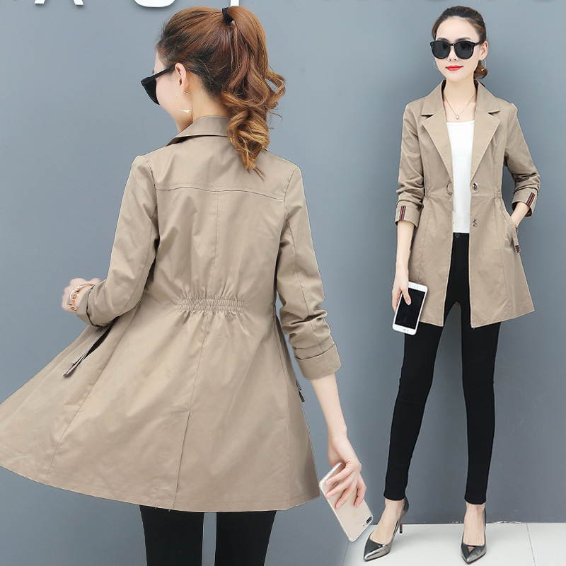 Women Trench Coat Spring Autumn Plus size Slim Korean Office Lady Single Breasted Windbreaker Women Casual Long Overcoat Female, Blue 
Women Trench Coat Spring Autumn Plus size Slim Korean Office Lady Single Breasted Windbreaker Women Casual Long Overcoat Female, Blue