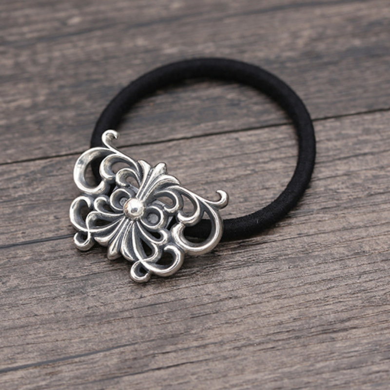 925 sterling silver handmade hair jewelry antique silver designer hair accessories skull butterfly hair band rope American vintage style