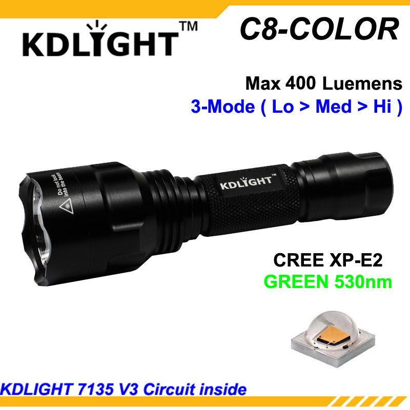 KDLITKER C8-COLOR Cree XP-E2 Green 530nm 400 Lumens Camping Hunting LED - Black ( 1x18650
KDLITKER C8-COLOR Cree XP-E2 Green 530nm 400 Lumens Camping Hunting LED - Black ( 1x18650