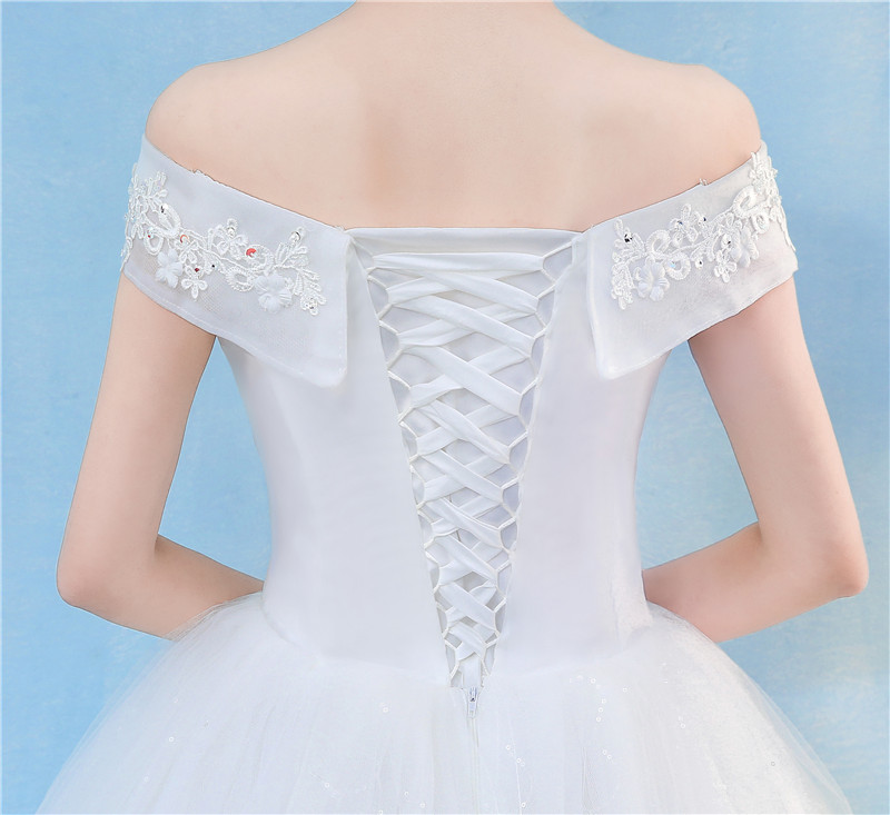 New Arrival 2020 Free Shipping Vintage Elegant Lace White Wedding Dresses Boat Neck Plus Size Ball Gown Robe de Cheap