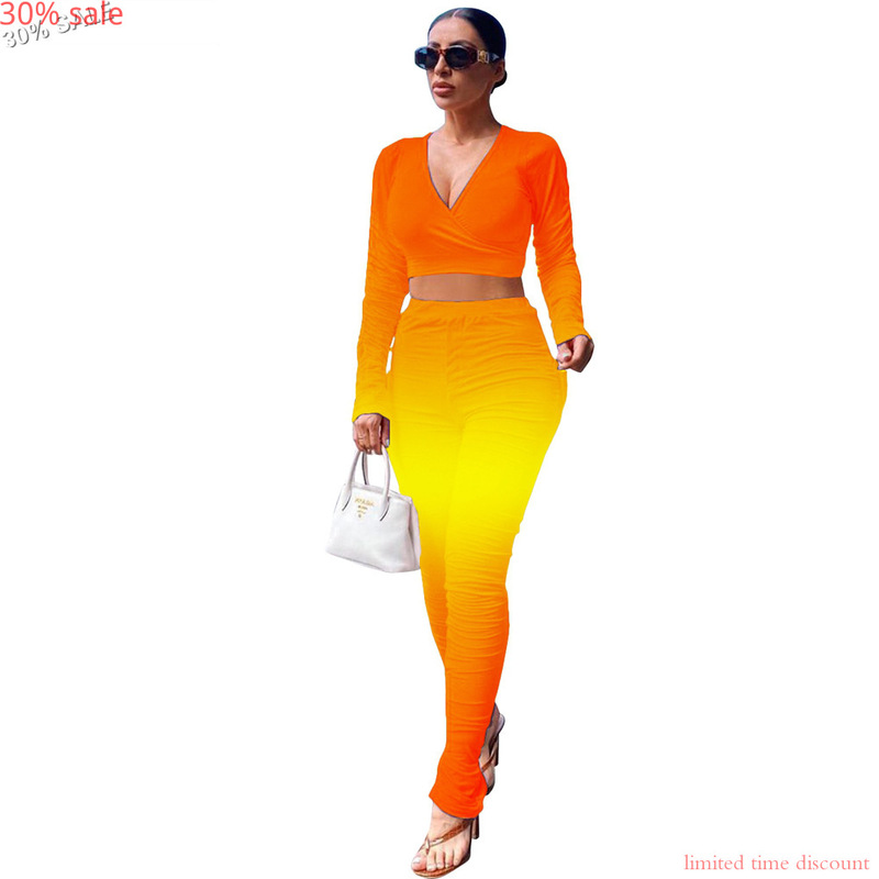 Fall Clothes Gradient Stacked Leggings Set Women Two Piece Set V-neck Long Sleeve Crop Top Long Stacked Pants Tracksuit 2 Pc, Home fun set
Fall Clothes Gradient Stacked Leggings Set Women Two Piece Set V-neck Long Sleeve Crop Top Long Stacked Pants Tracksuit 2 Pc, Home fun set