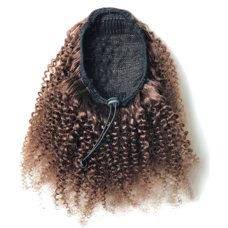 Curly Brazilian Human Hair Wrap Around Ponytail Clip In Ponytail Human Hair Extensions Remy Curly Hair For Black Women