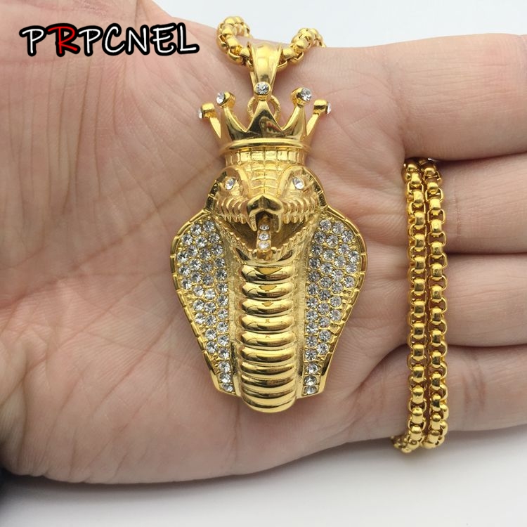 hip hop 2 color Egyptian crown snake Pendant Necklace with zircons Animal Necklace Jewelry Stainless steel gift for men
hip hop 2 color Egyptian crown snake Pendant Necklace with zircons Animal Necklace Jewelry Stainless steel gift for men